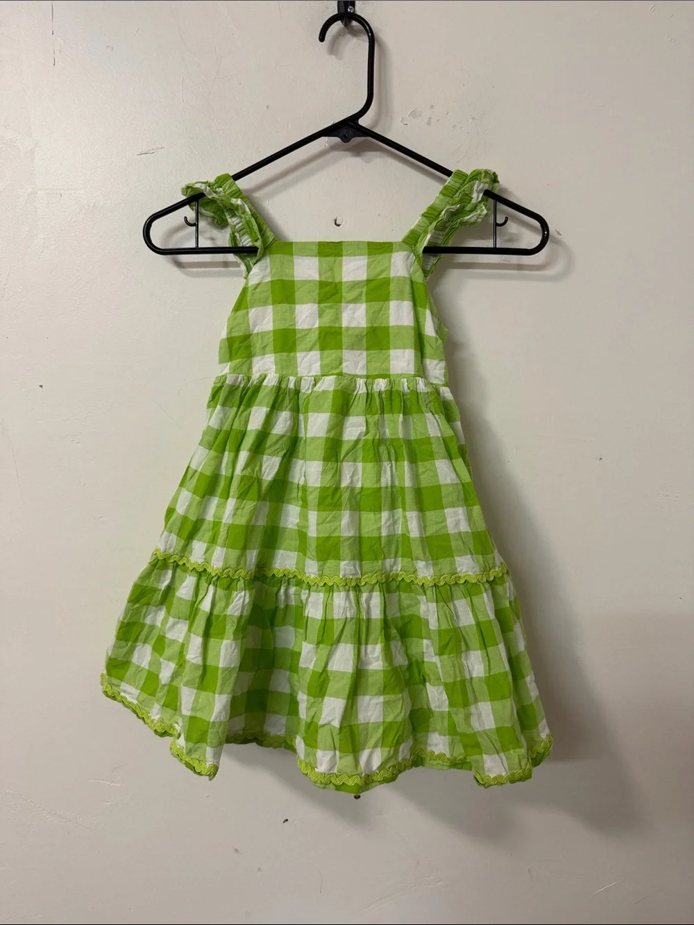 Green and White Gingham Ruffled Sundress